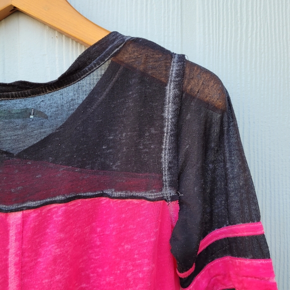 Maurices Pink Black Raglan Blouse Size Small - Picture 3 of 7